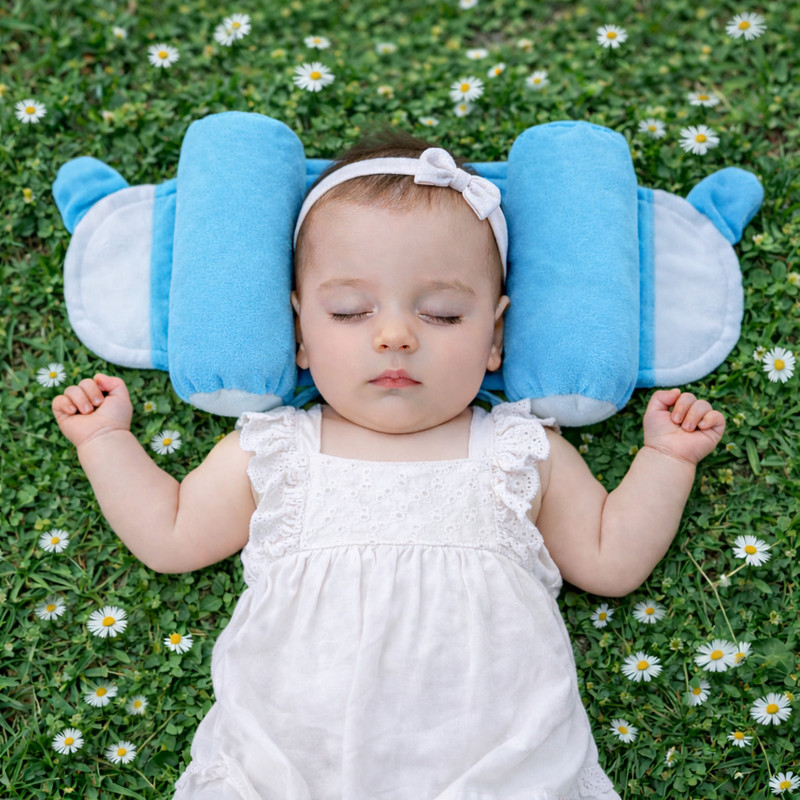 FLORA BOUTIQUE Microfibre Baby Pillow Pack of 1 Solid BHPILLOWPINK(Blue)