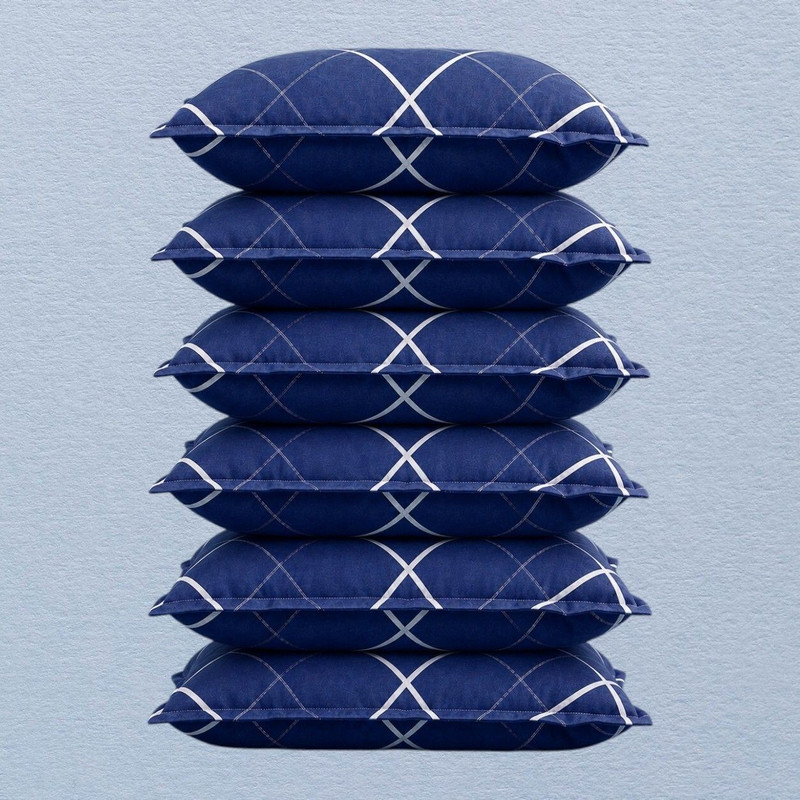 Suhalyo Cotton Sleeping Pillow Pack of 6 Printed Soft Comfort Series(Blue)