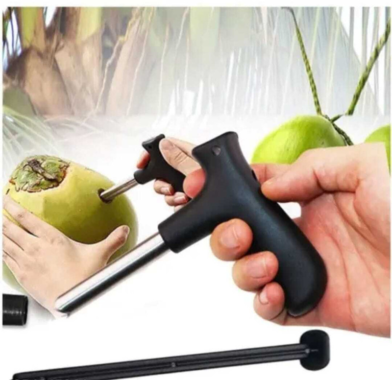 BHAVNEET HOUSE HOLD Coconut Opener Drill Tool & Mallet – Stainless Steel Spike PACK OF 2 Cherry & Olive Pitter(Free Standing)