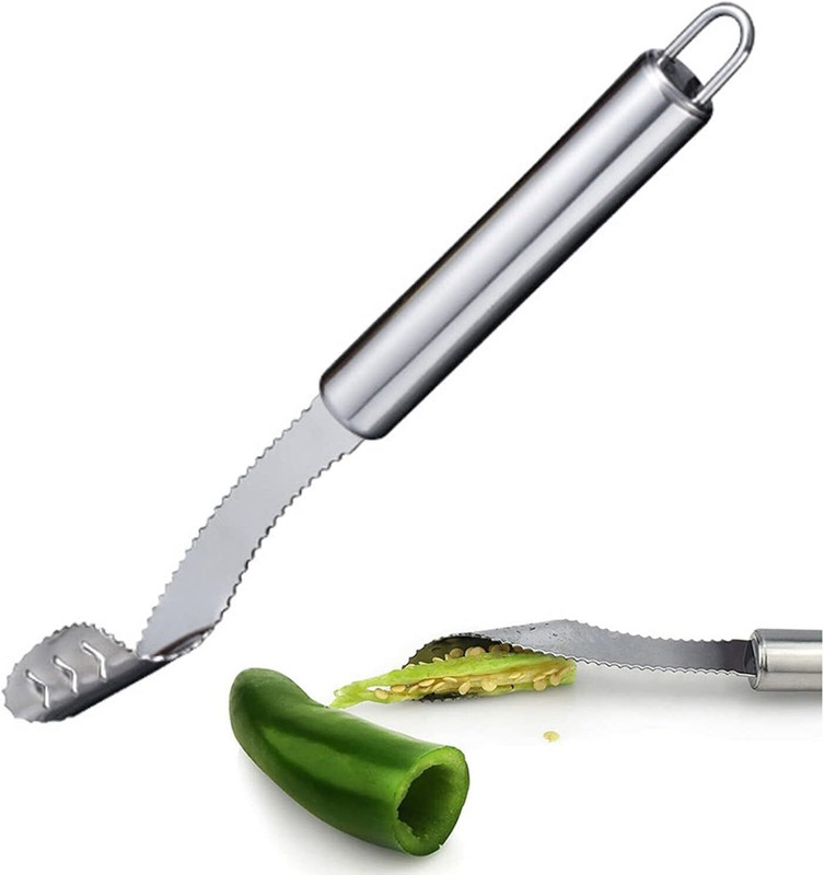 Zuvillica Stainless Steel Pepper Core Remover, Cherry Pitter(Handheld)