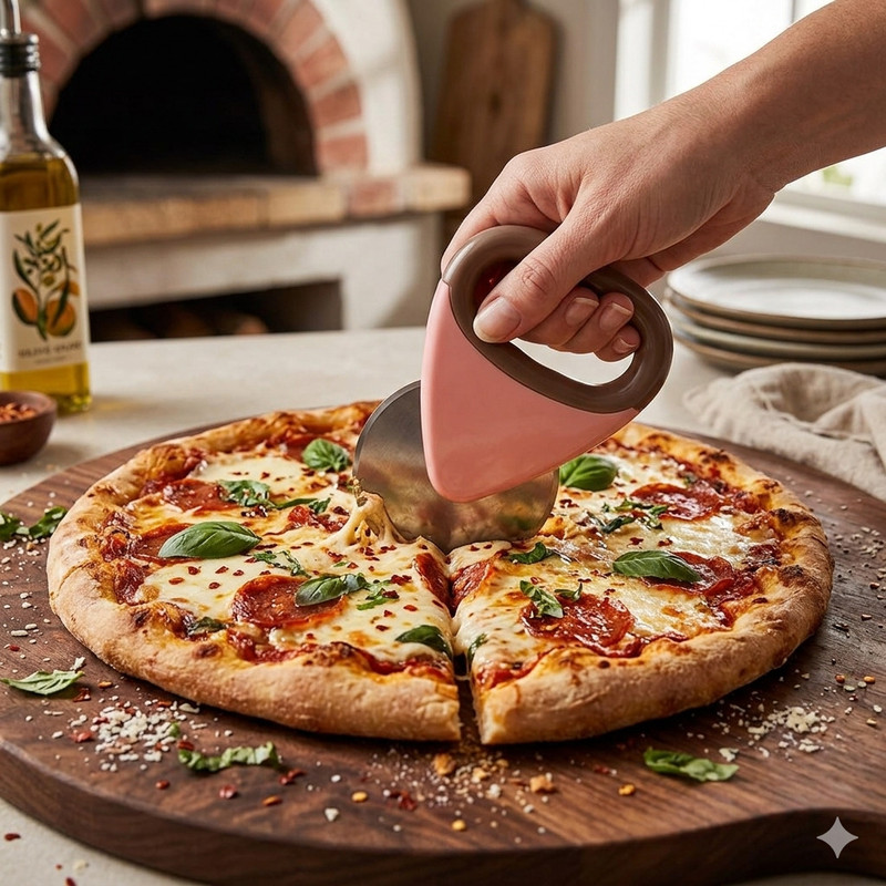 MARMORIS ECOM Trandy Pizza Cutter Wheel Stainless Steel Blade Non-Slip Handle Comfort Grip Wheel Pizza Cutter(Stainless Steel)