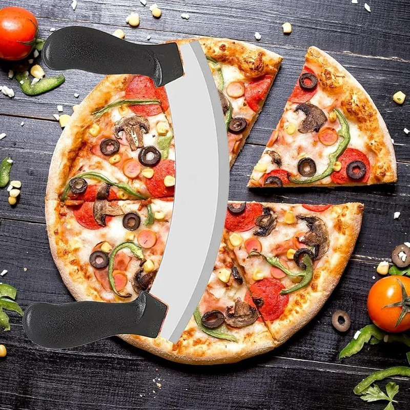 PORMONO TWIN GRIP PIZZA CUTTER Rolling Pizza Cutter(Stainless Steel)