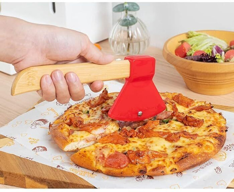Bakeazy Axe Shaped Pizza Cutter with Sharp Rotating Blade for Pizza, Bread, Cakes Rolling Pizza Cutter(Stainless Steel)