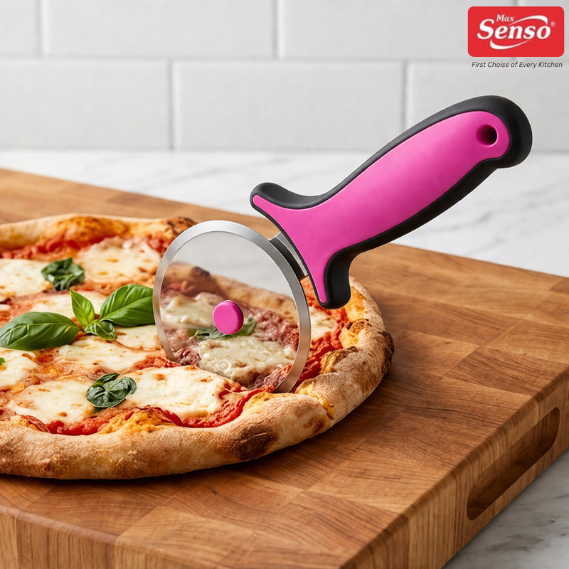 Max Senso Sharp Wheel Pizza Cutter , Food Grade Pizza Cutter with Stainless Steel Blades Rolling Pizza Cutter(Stainless Steel)