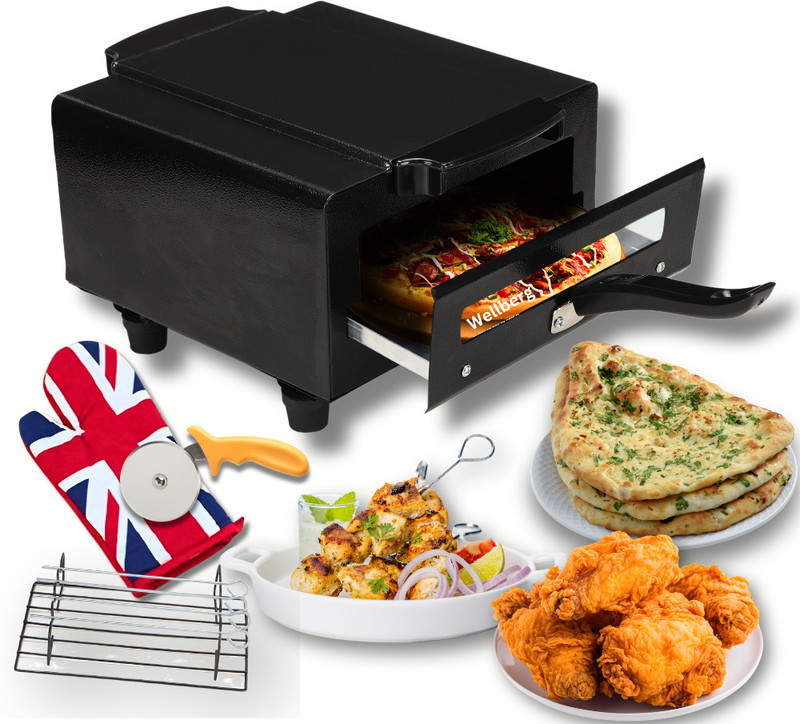 WELLBERG Versatile 10-Inch Tandoor | Quick Heating for Grilling, Roasting & Baking Pizza Maker(Black)