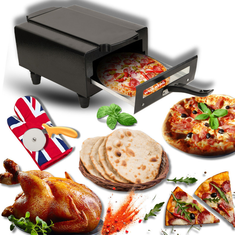 WELLBERG Advanced 14-Inch Tandoor | Oil-Free Cooking & Fast Heating for Tasty Meals Pizza Maker(Black)