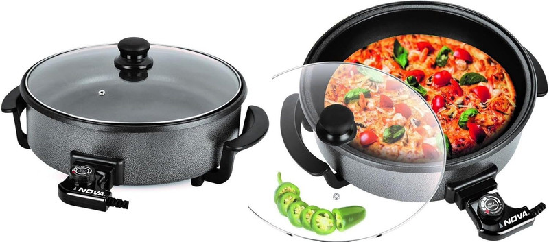 NOVA 1500W Electric Multipurpose Cooker Pizza Maker Pan 36CM Diameter Pizza Maker(Black)