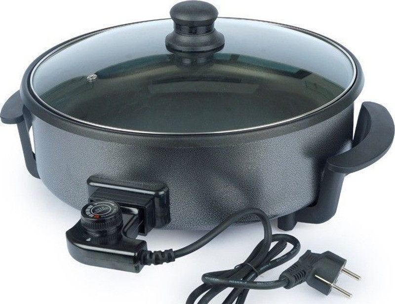 ITALIA Non Stick Electric Multipurpose Cooker Pan Pizza Maker with Unbreakable Lid 36cm Pizza Maker(Black)
