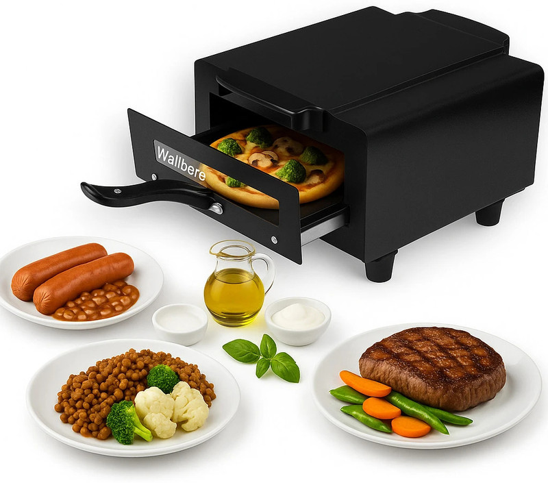 WELLBERG Multi-Use Electric Tandoor 1500W |Grill Chicken Bake Cake Roti Naan Paneer Tikka Pizza Maker(Black)