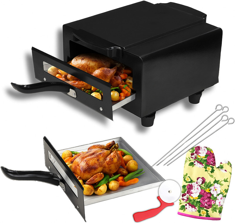 WELLBERG 1500W Multi-Function Electric Tandoor | Perfect for Baking Grilling & Roasting Pizza Maker(Black)