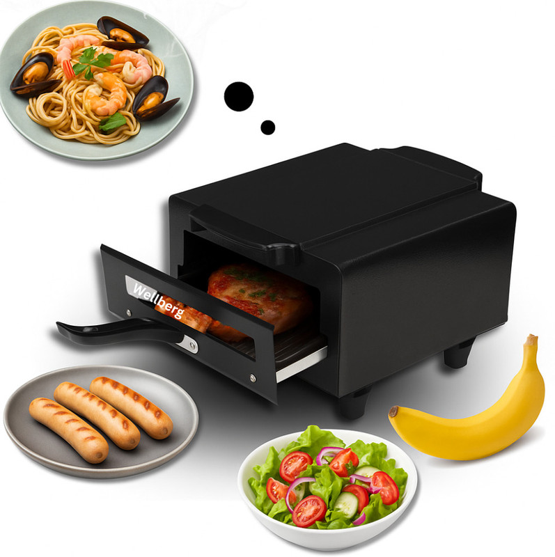 WELLBERG Multi-Purpose 1500W Grill | Ideal for Tikka, Pizza, Paratha, Snacks & Reheating Electric Tandoor