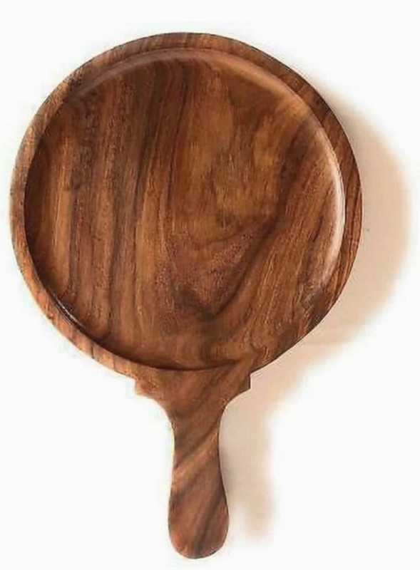 OnlineCraft Wooden pizza & snakes-serving platter for round shape Ch piza plate 256 Pizza Maker(Brown)