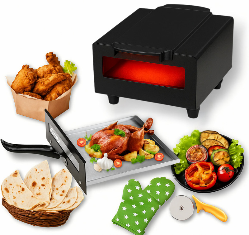 WELLBERG 1500W Tandoor Oven | For Roti, Naan, Chicken, Cake, Paneer Tikka, Breads & Snack Pizza Maker(Black)