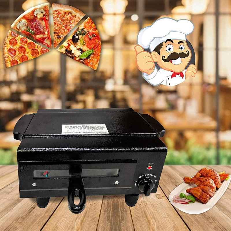 KGF TIMER And HEAT Controller STANDARD Electric Pizza Maker With All Accessories , Heating Element 2000Watt with 2 Year warranty , SIZE 16 INCHES Color Classy BLACK , MADE IN INDIA Pizza Maker(Black)