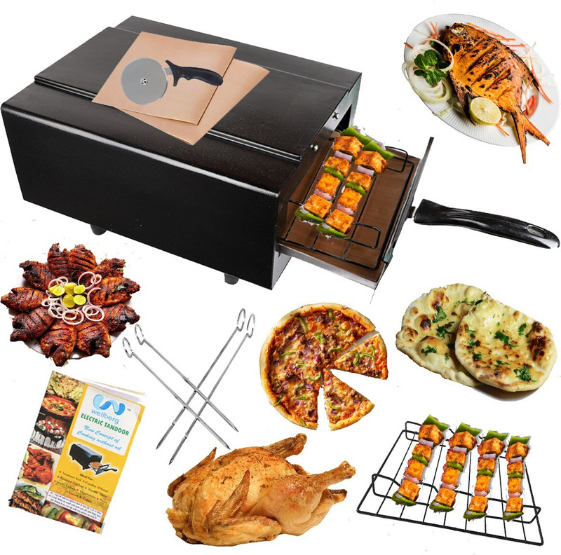 WELLBERG Electric Tandoor with Nonstick Sheet (Size Mini) Electric Tandoor Pizza Maker(Black)