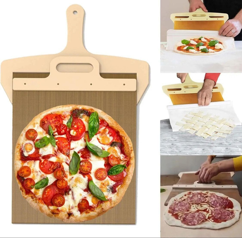SK RAYAN Premium Sliding Pizza Peel | Non-Stick Pizza Spatula Paddle with Wooden Handle Pizza Maker(Brown)