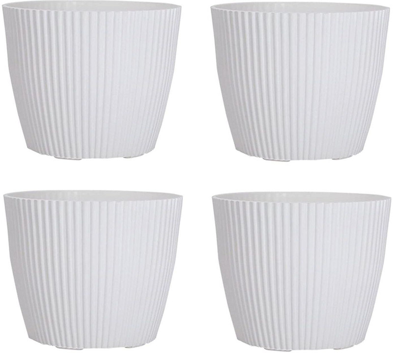virkart Mega Pots Set, 11 Inch,(White) Plant Container Set(Pack of 4, Plastic)