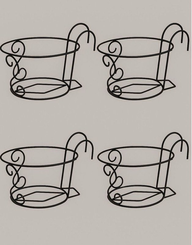 TSHANDIKRAFTS Metal Railing Hanging Baskeet -set of 4 use for balcony , gardens area Plant Container Set(Pack of 4, Metal)