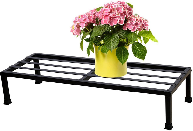 Green Gardenia Planter Stand Free Standing Grip for Home Balcony Indoor Outdoon Garden Black Plant Container Set(Metal)
