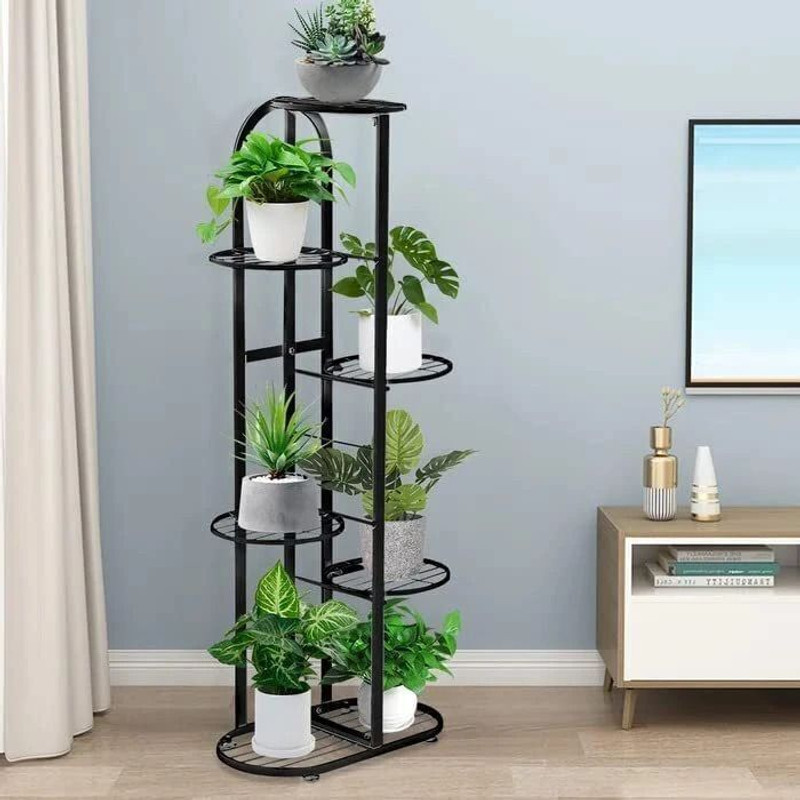 MF WORLD Flower Plant Stand, Wrought Iron Planter Stand Outdoor , Indoor, Balcony Side Plant Container Set(Metal)