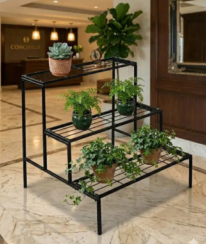 ABC 3-Tier stand Multi-Tier plant pot stand balcony plant stand Plant Container Set(Metal)