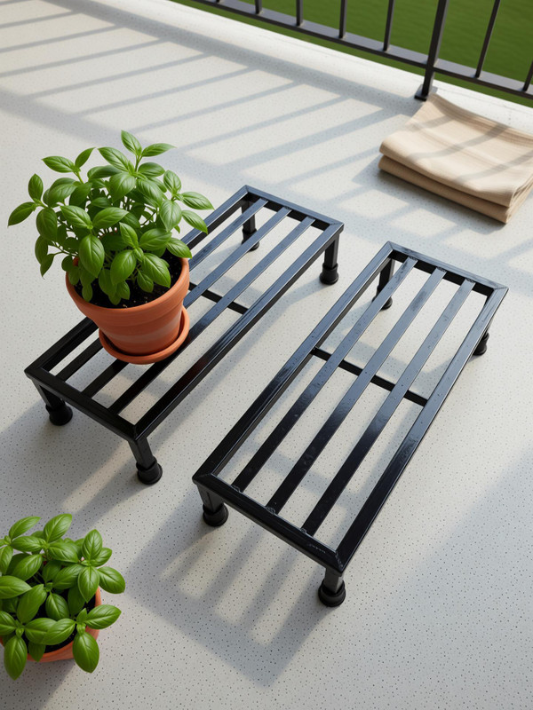 LavishHomestyle Heavy duty Metal Gamla Pot stand for balcony (Pack of 2) Plant Container Set(Pack of 2, Metal)