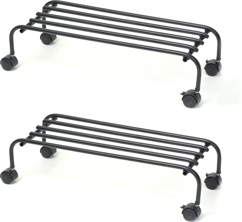 UGAOO Plant Stand with Wheels for Balcony, Home Decor, Indoor and Outdoor Use (Black) Plant Container Set(Pack of 2, Metal)