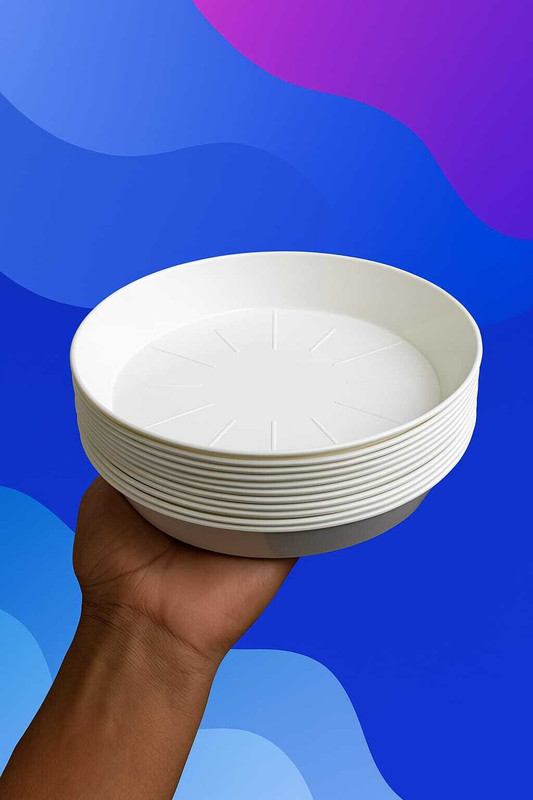 Varshney Gardening 6 inch plate for plant pot (saucer,tray) pack of 10 Plant Container Set(Pack of 10, Plastic)