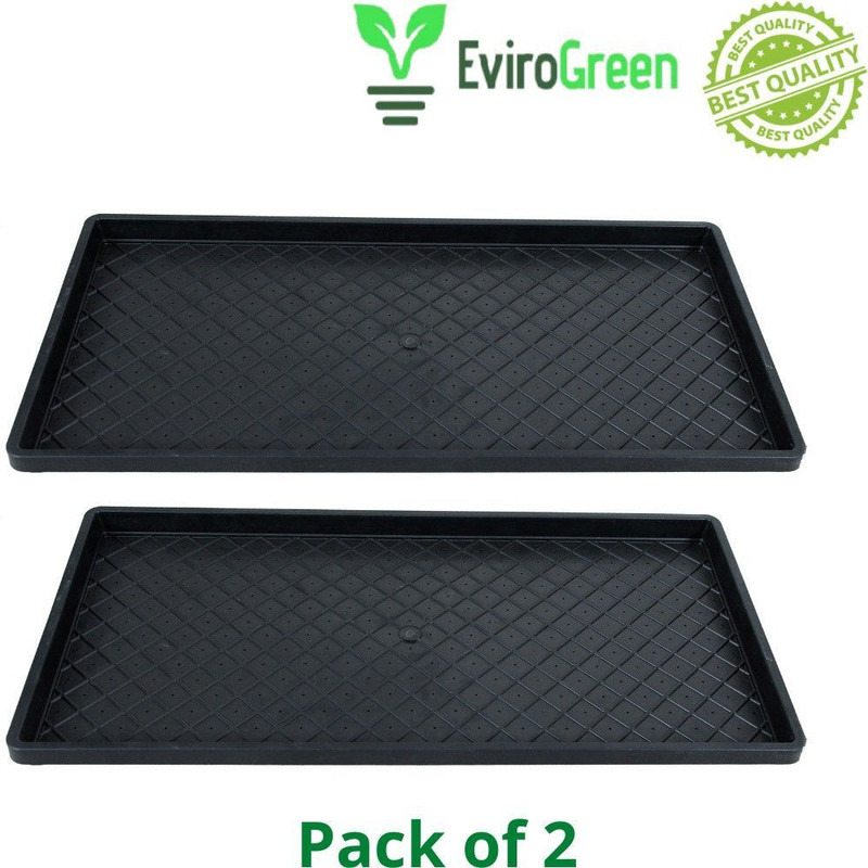 EVIROGREEN Hydroponics Tray/Paddy Tray/Wheat Grass Tray, Thick and Reusable - Pack of 2 Plant Container Set(Pack of 2, Plastic)