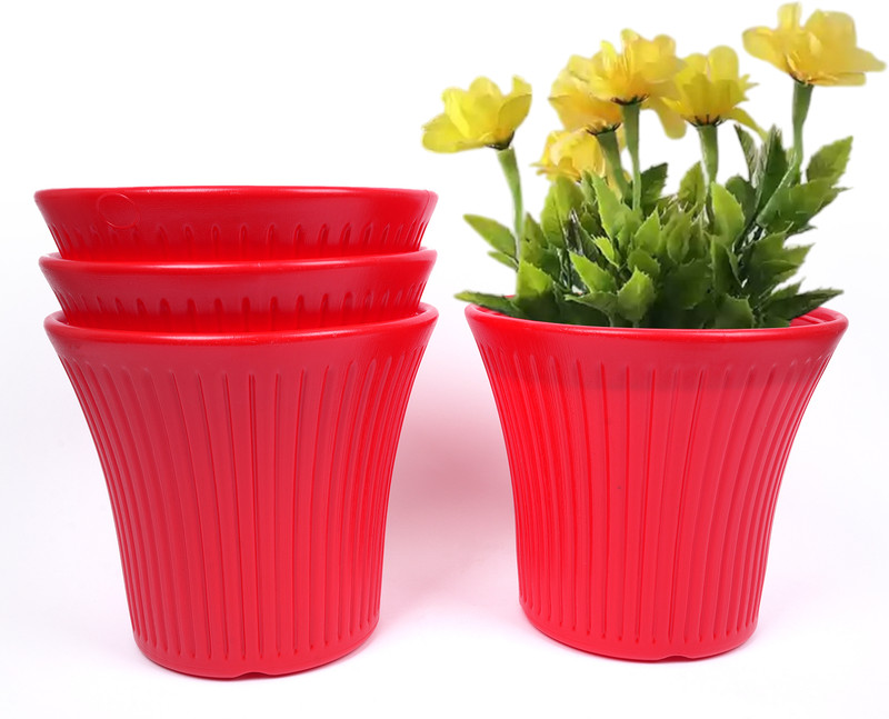 god of goods 8 Inch Round Garden Plastic Planters Plant Container Set for indoor/outdoor pot Plant Container Set(Pack of 12, Plastic)