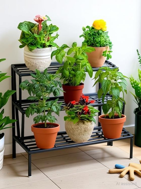 Flower gamla pot stand plant stand for balcony | plant pot containers| indoor metal stands for home Plant Container Set(Metal)