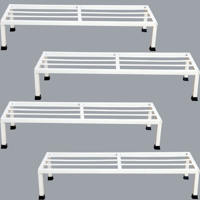 Green Gardenia Planter Stand With Rubber Grip for Home Balcony,Indoor,Outdoor,Garden | White Plant Container Set(Pack of 4, Metal)