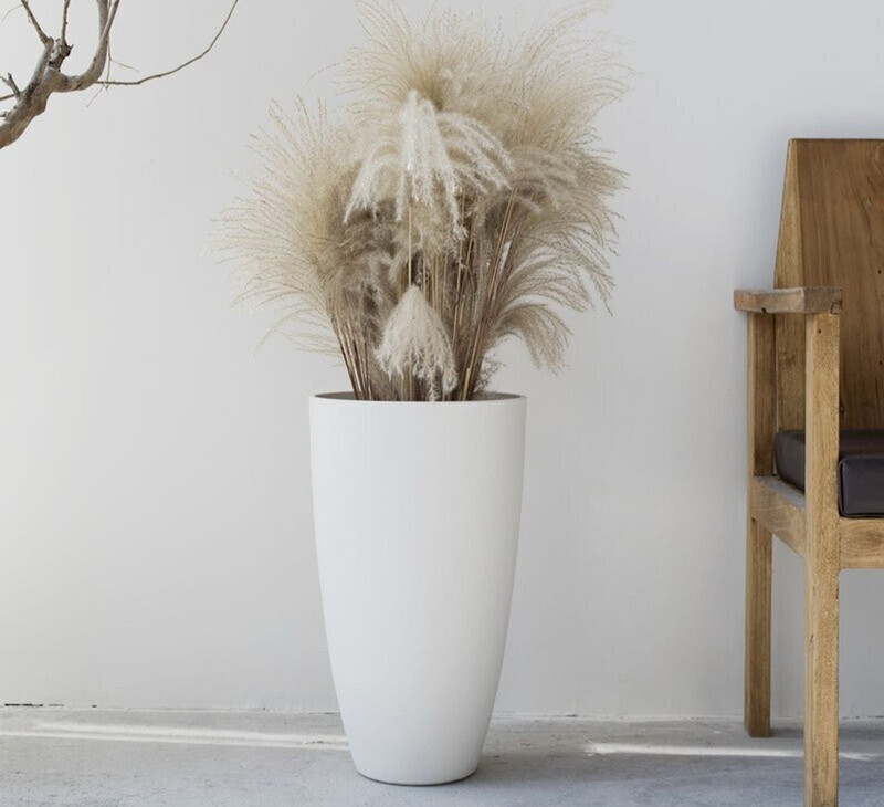 PlantiQue Plastic White Tower Pot 14 inch Plant Container Set(Plastic)