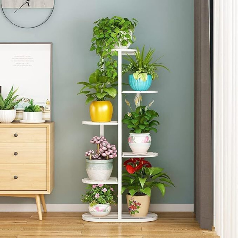 G M Crafts 6 TIER 7 POTTED METAL POT STAND FOR OUTDOOR INDOOR BALCONY GARDEN {NO POT} Black Plant Container Set(Metal)