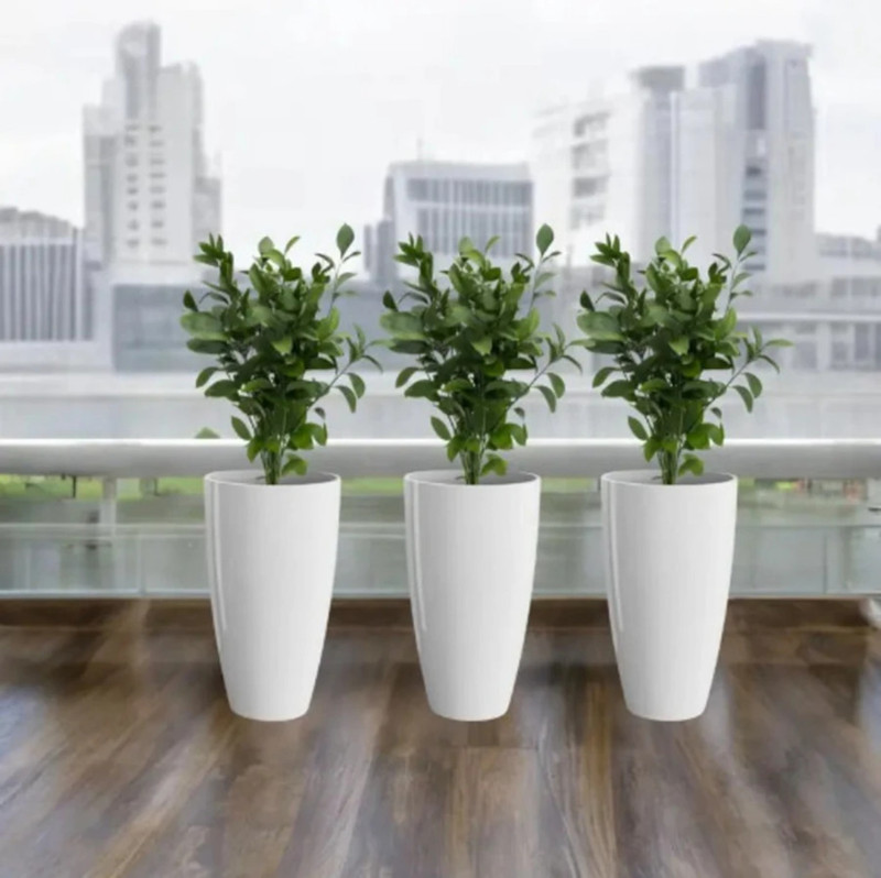 fantabo 11 inch tower white set of 3 pcs Plant Container Set(Pack of 3, Plastic)