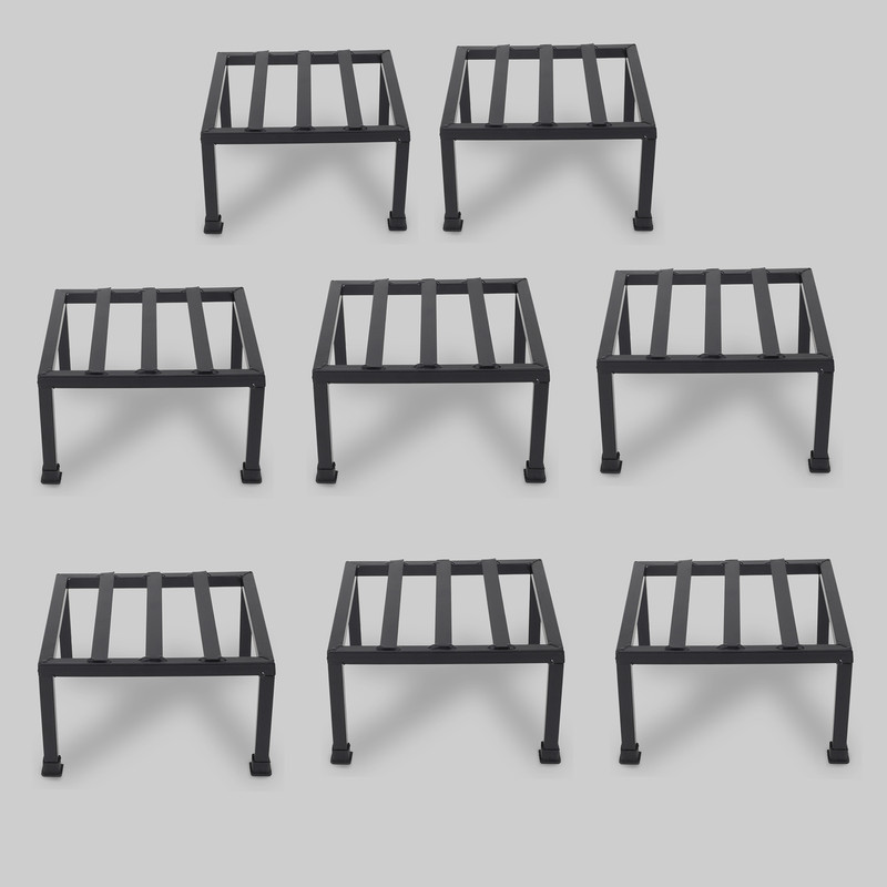 VINAMRA28 Premium Strong Square Stand For indoor and Outdoor Plants, Black-set of 8(Metal) Plant Container Set(Pack of 8, Metal)