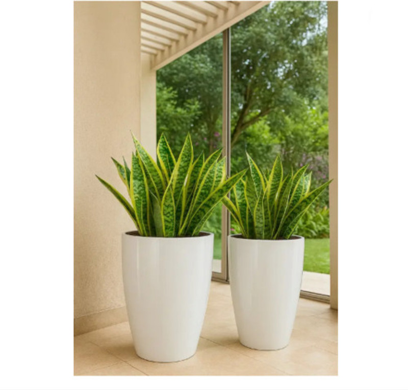 PlantiQue Tower Pot 14 inch Plant Container Set(Pack of 2, Plastic)