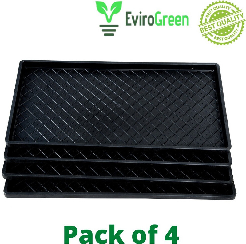 EVIROGREEN Hydroponics Tray/Paddy Tray/Wheat Grass Tray, Thick and Reusable - Pack of 4 Plant Container Set(Pack of 4, Plastic)