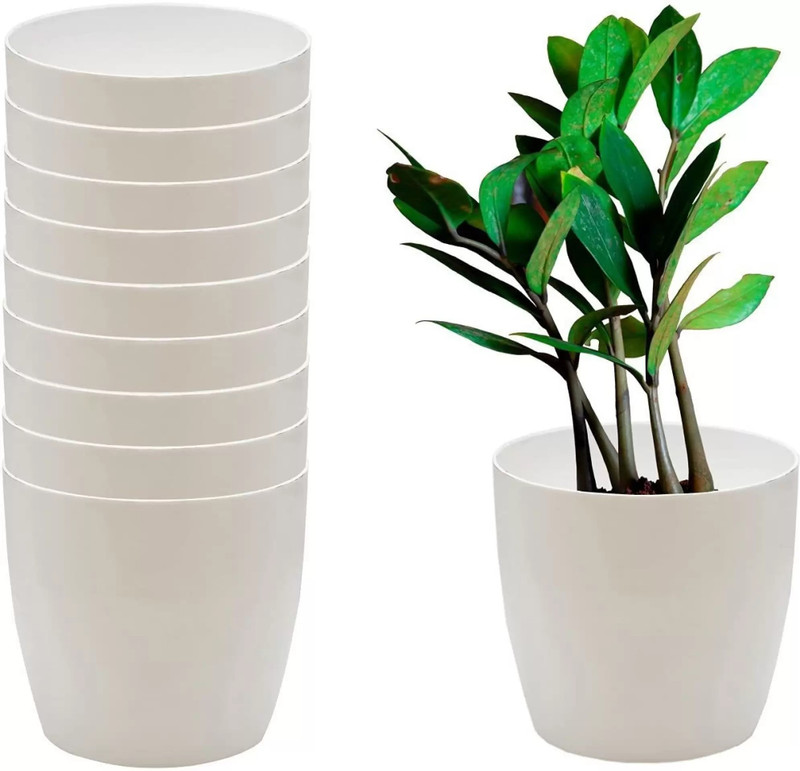 BGE 4.5 inch white cool flower pot pack of 10 Plant Container Set(Pack of 10, Plastic)