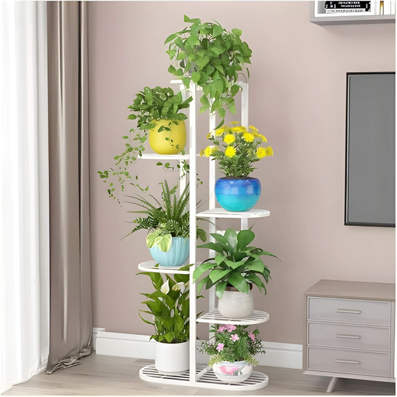 TWIZAN Multi-Tiered 7 Pot Plant Stand for Balcon Planter Stand for Living Room Holders Plant Container Set(Metal)