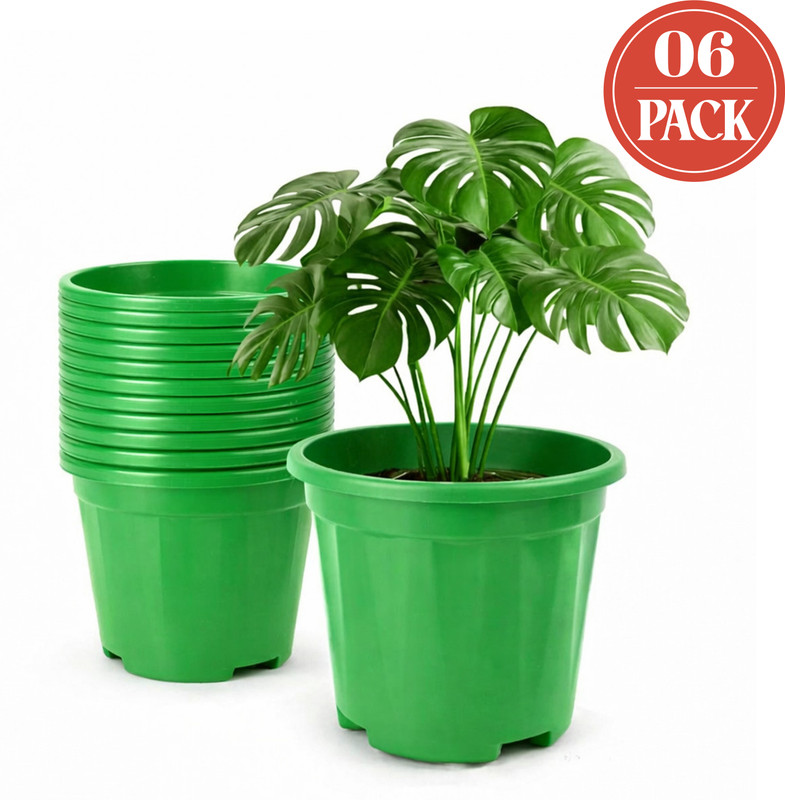 YK PLASTICS RebornXX2 Enterprise 8 inch-np-green- Plant Container Set(Pack of 6, Plastic)