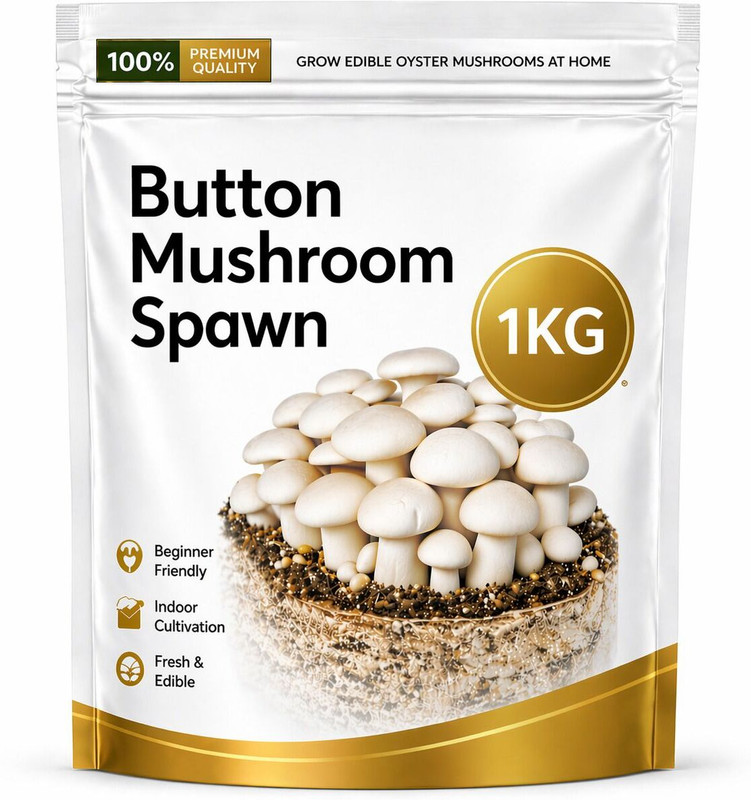 ITU Button Mushroom Spawn/Seed | Easy Home Farming | High Yield Organic Seed(1 kg)