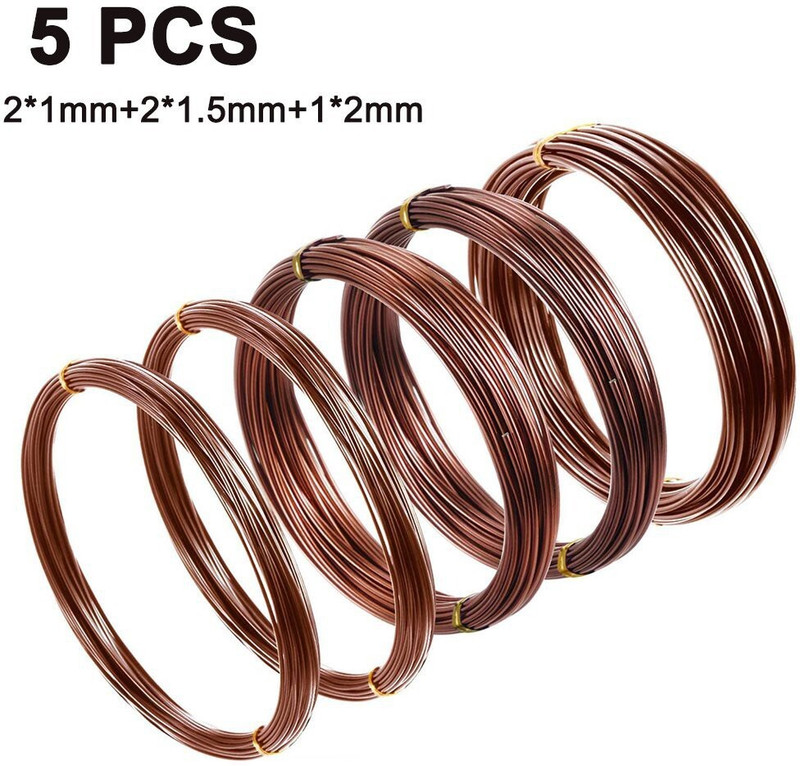 GREENARTZ 165ft Bonsai wire 1mmx2 1.5mmx2 2mmx1 Plant Straightener(Pack of 2)