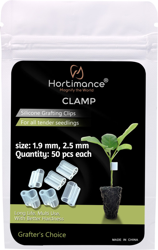 HORTIMANCE Clamp Silicone Grafting clips 1.9mm 50 pc and 2.5mm 50pc for grafting vegetables Plant Straightener(Pack of 100)