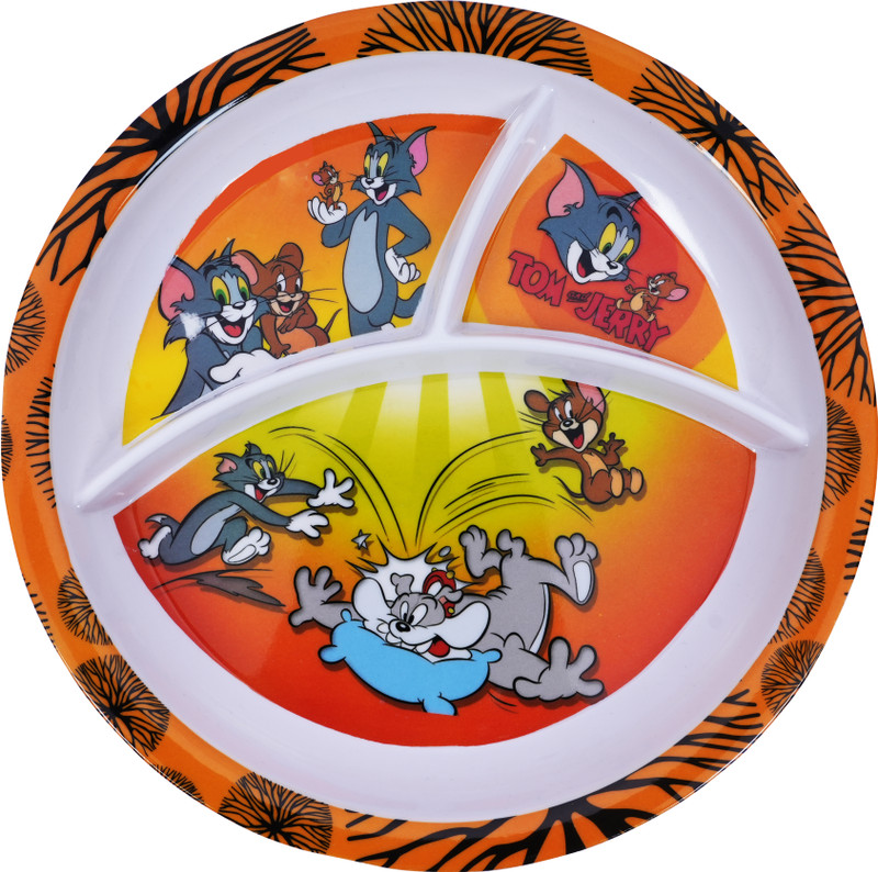 Venezia Taom and Jerry Cartoon Printed Kids Dinner Plate 3 Section Circle Shape Plate Dinner Plate