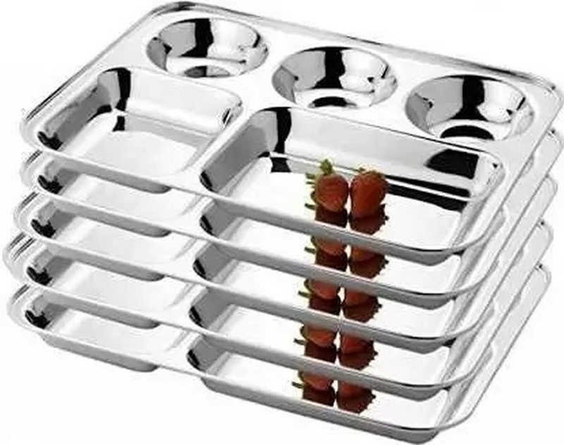 Sigri-wala Rust Proof Premium Stainless Steel Bhojan Thali Sectioned Plate(Pack of 5)