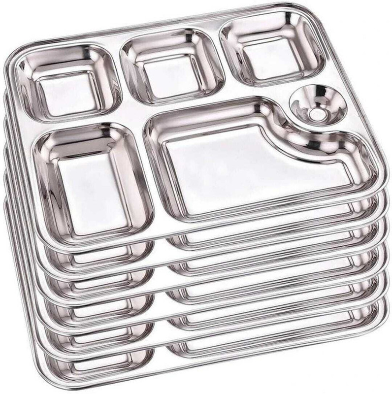 Suman Enterprise FOOD PLATE Sectioned Plate(Pack of 6, Microwave Safe)