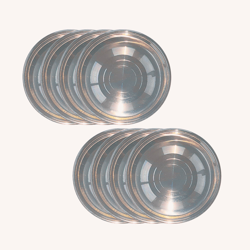 SHINI LIFESTYLE Steel Quarter plate Laser design, halwa plate, choti plate, half plate, Quarter Plate(Pack of 8)