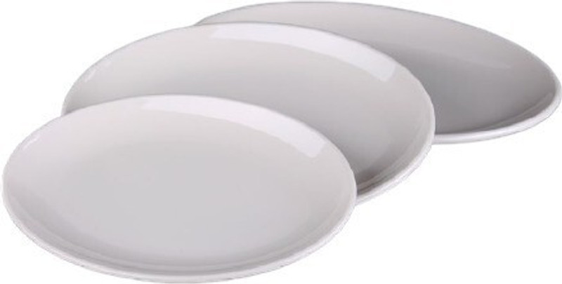 Kanha Rust Resistant Leak Proof Stackable BPA Free Odorless Gloss Finish Microwave Safe and Unbreakable Round White Colored Half Plates For Eating Breakfast Snacks Fruits Halwa (7.5 Inches) Half Plate(Pack of 3, Microwave Safe)