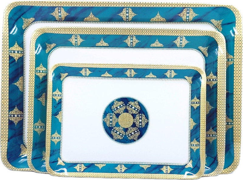 Perfectdine Melamine Serving Tray For Kitchen Office and Everywhare Tray Tray(Pack of 3, Microwave Safe)